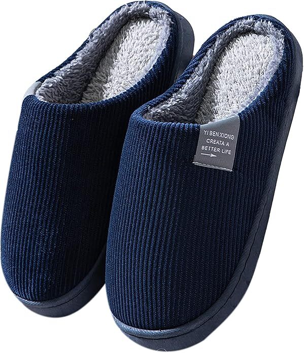 スリッパ ルームシューズ 室内履き 滑り止め 冬用スリッパ あったか 防寒 静音(ネイビー色 サイズ:27cm~27.5cm)拍卖