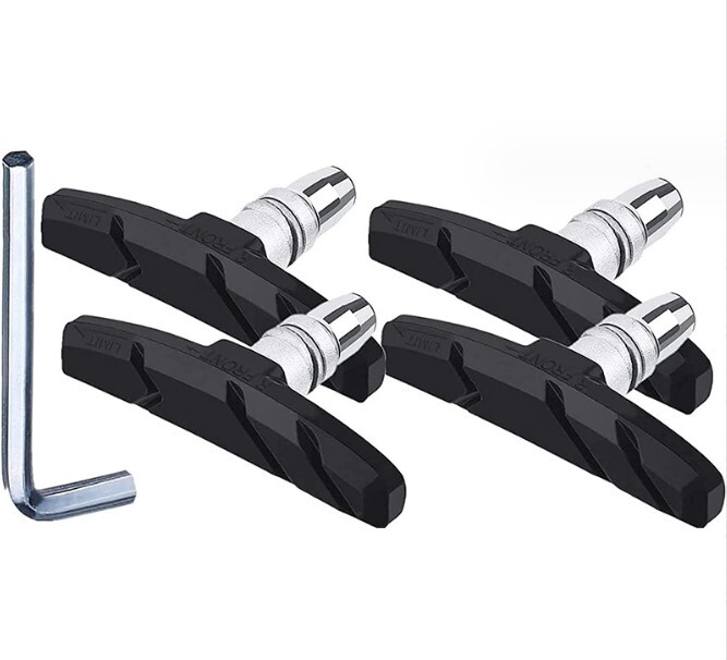 【4個セット】ブレーキシュー 高品質 Vブレーキ ブレーキパッド 自転車 クロスバイク 前後左右 六角レンチ付き拍卖