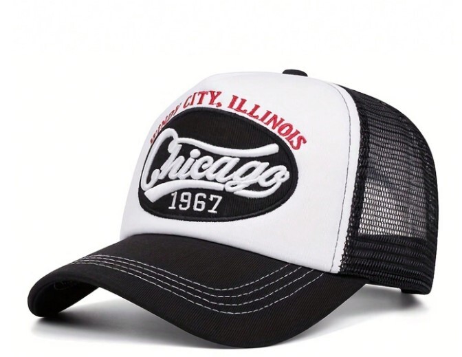 刺繍レターベースボールキャップ 軽量通気性メッシュバックトラッカーハット(色:ブラック)拍卖