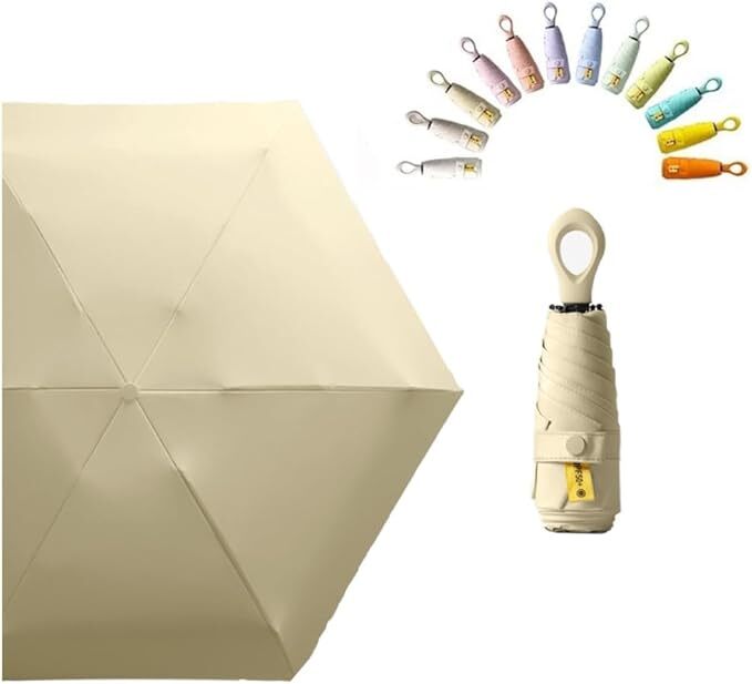 折りたたみ傘 ミニ 雨 日差し 紫外線防止 UPF 50 紫外線保護 99.9%(色: カーキ)拍卖