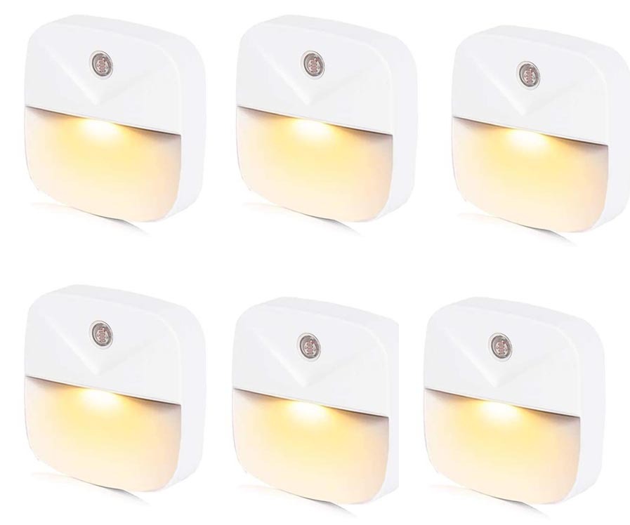 【暖色6個セット】LEDナイトライト足元灯 常夜灯 明暗センサー コンセント暖色拍卖