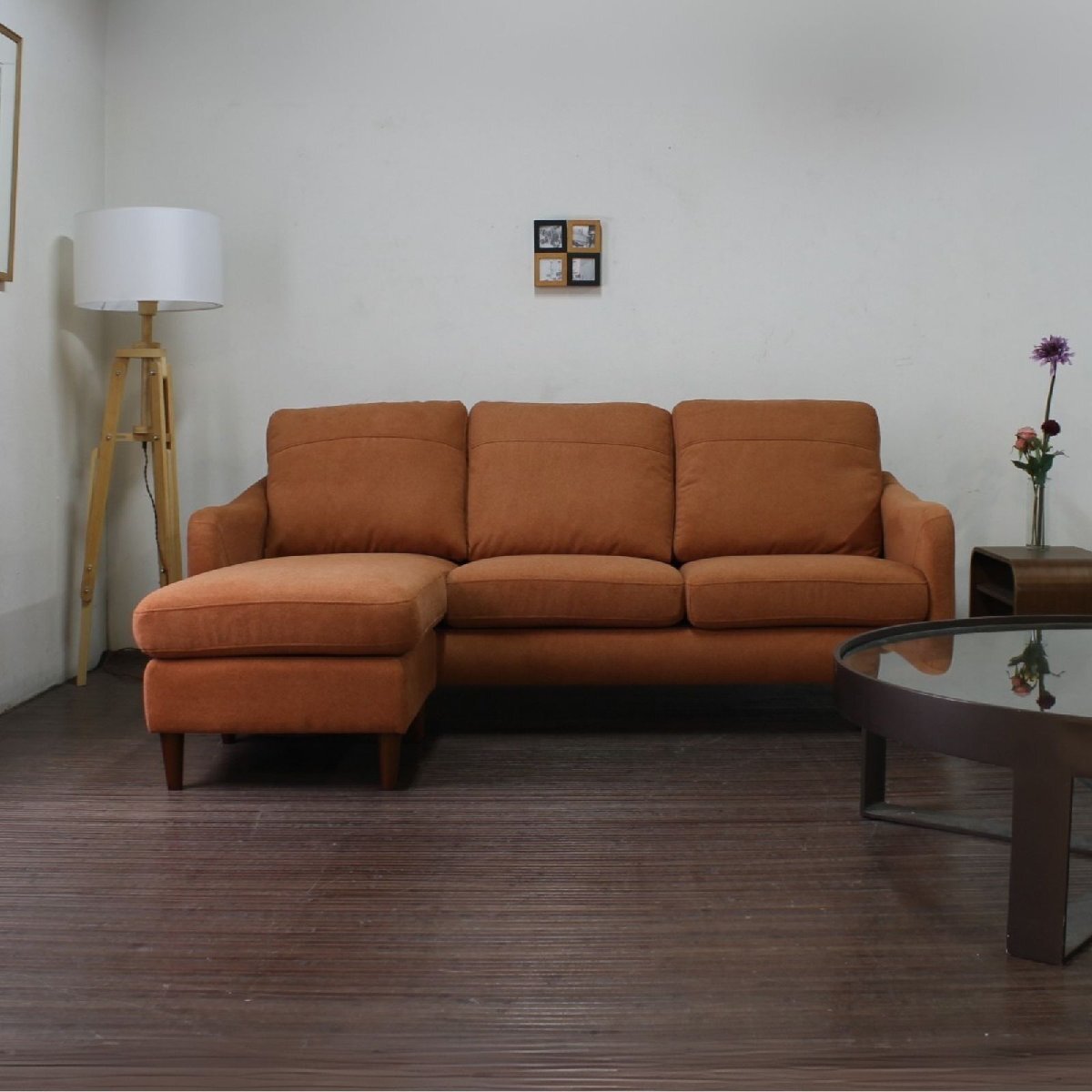 展示品 ソファー ソファ カウチソファ 3人掛けソファ コンパクト コーナー L字 オレンジ 13万 858b-3pc-ot-06拍卖