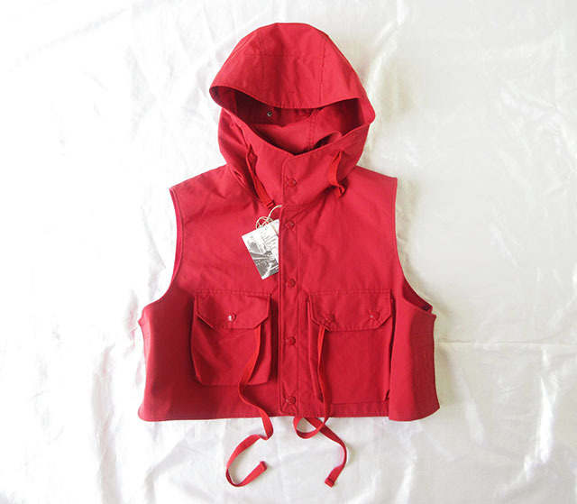 エンジニアードガーメンツ★国内レアモデル★2023fw ★ Hooded Short Vest - Polyester Pilot Twill /Red【S】拍卖