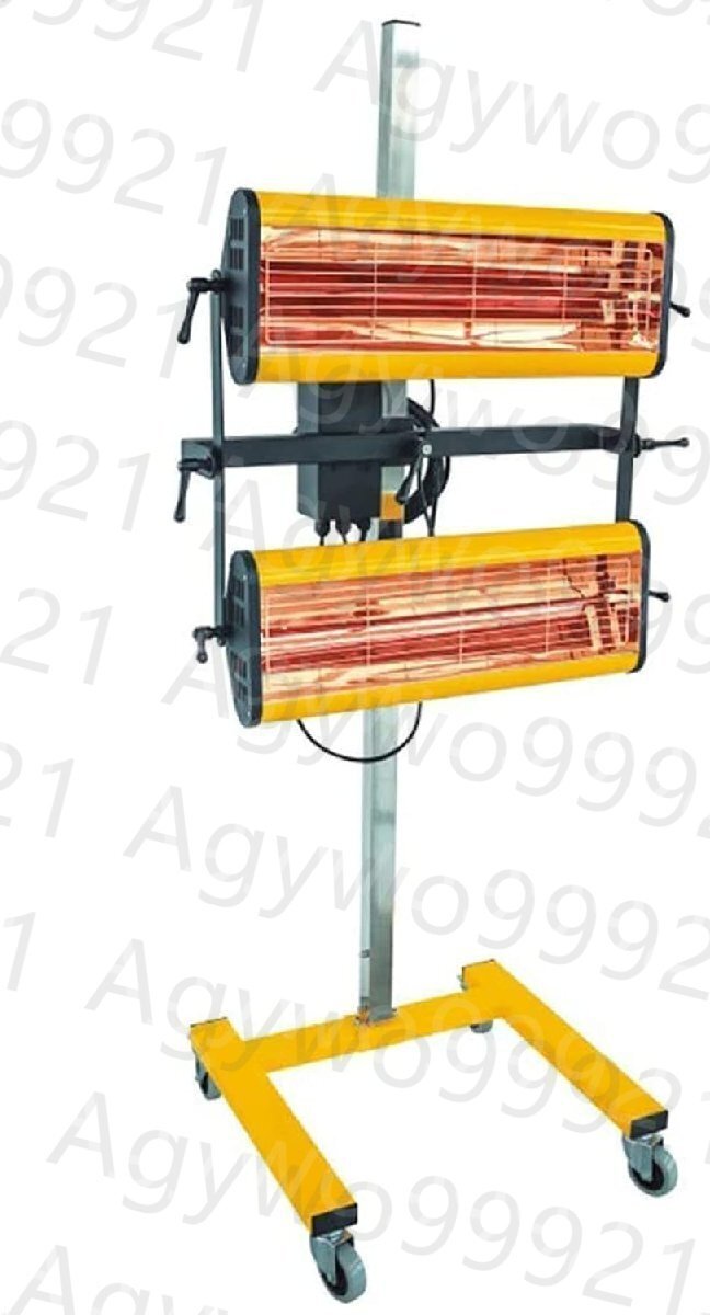 2100Wベーキング赤外線ペイント硬化ランプ2 x1050W短波車体修理ヒーターランプ短波赤外線ヒータースタンド付き車体修理ペイントドライヤー拍卖