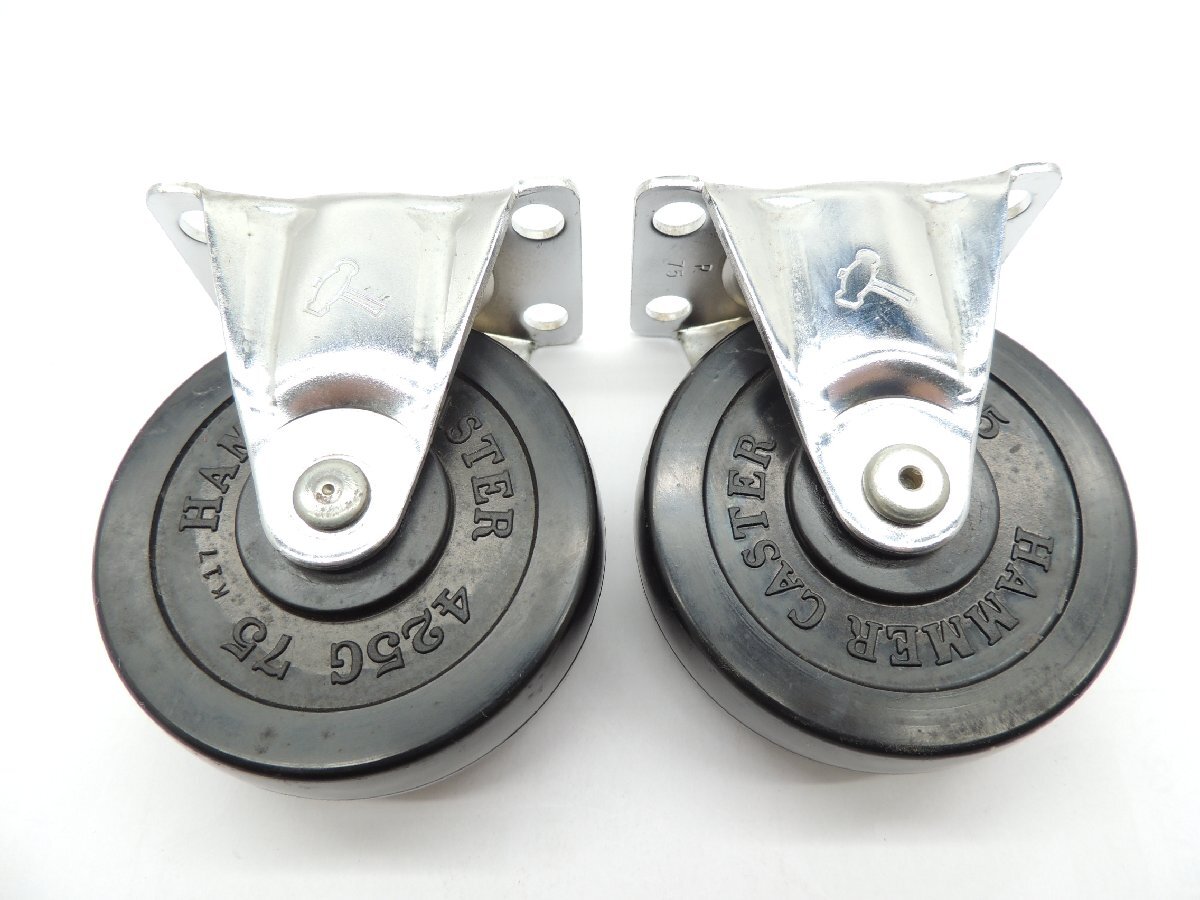 ハンマーキャスターキャスター固定式ゴム車輪 75ミリ 420R-R75 2個セット JAN 4956237000411 Hammer Caster 台車拍卖