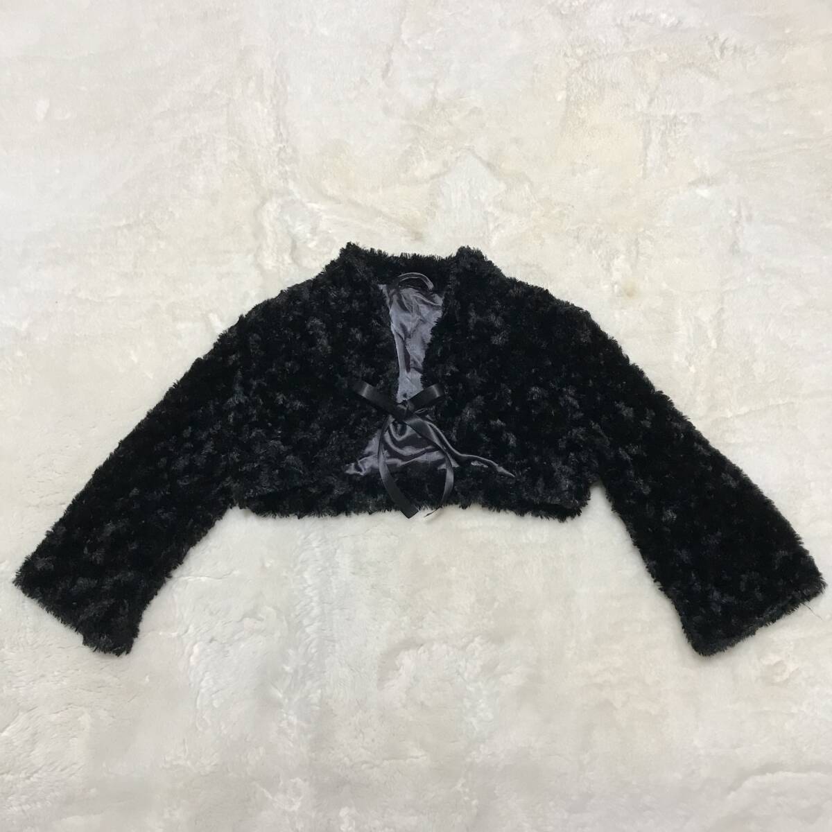 即決★ y2k フェアリーコア ショート丈 ジャケット ファー リボン M ブラック拍卖