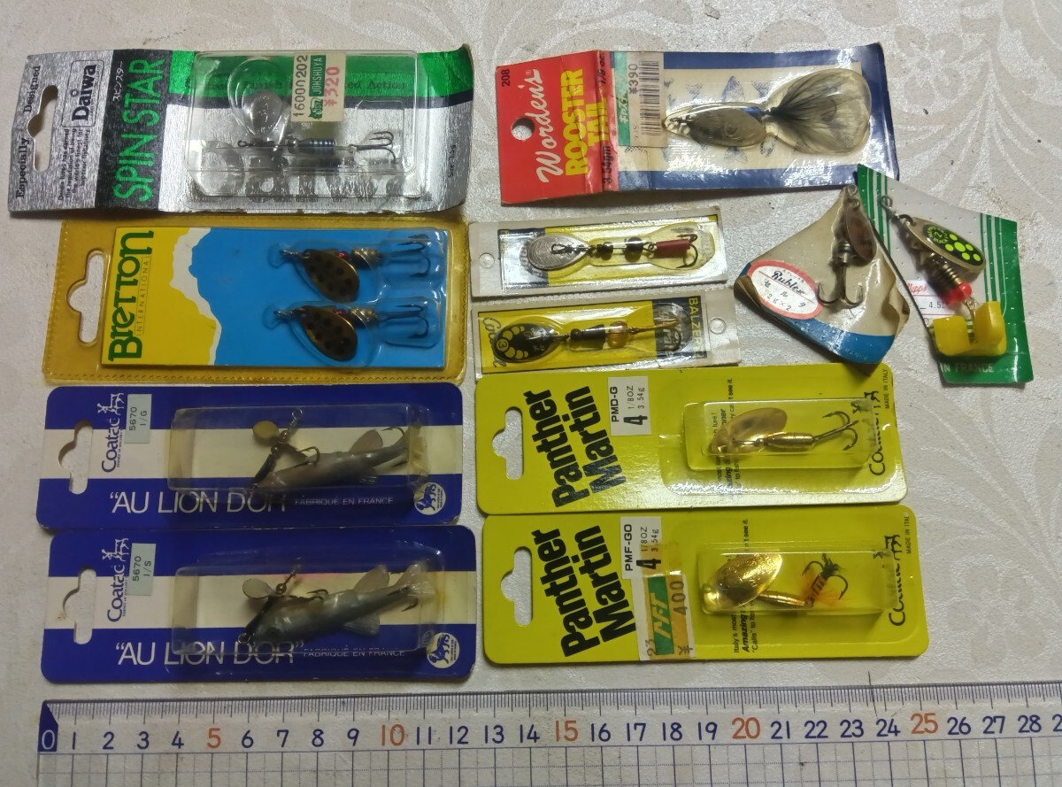 old ダイワ、ブレットン、コータック、ルースターテール、バルザー、セルタ、メップス、パンサーマーチン等オールドスピナー12点!拍卖