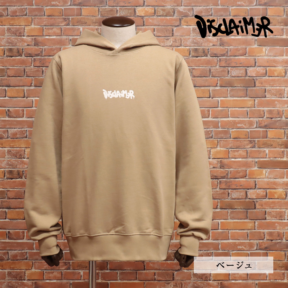 1円/DISCLAIMER/Mサイズ/パーカー フーディー バックプリント スプレー ロゴ 切替 スウェット 新品/ベージュ/mc253/拍卖