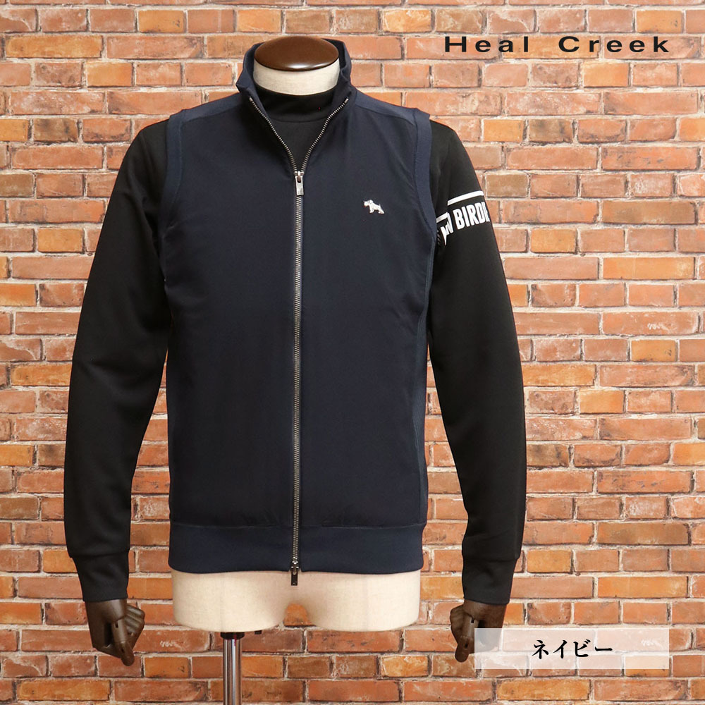 1円/秋冬/Heal Creek/48(M)サイズ/ベスト 001-49970 微撥水 バックプリント ゴルフ ヒールクリーク 新品/紺/ネイビー/mc121/拍卖
