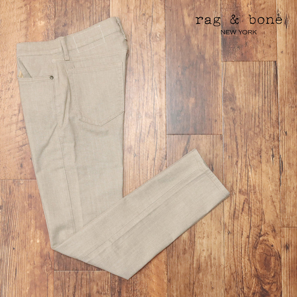 1円/rag&bone/28インチ/美脚カラーデニムパンツ MED22S1223BYBE ストレッチ ジーンズ きれいめ 新品/カーキベージュ/mb344/拍卖