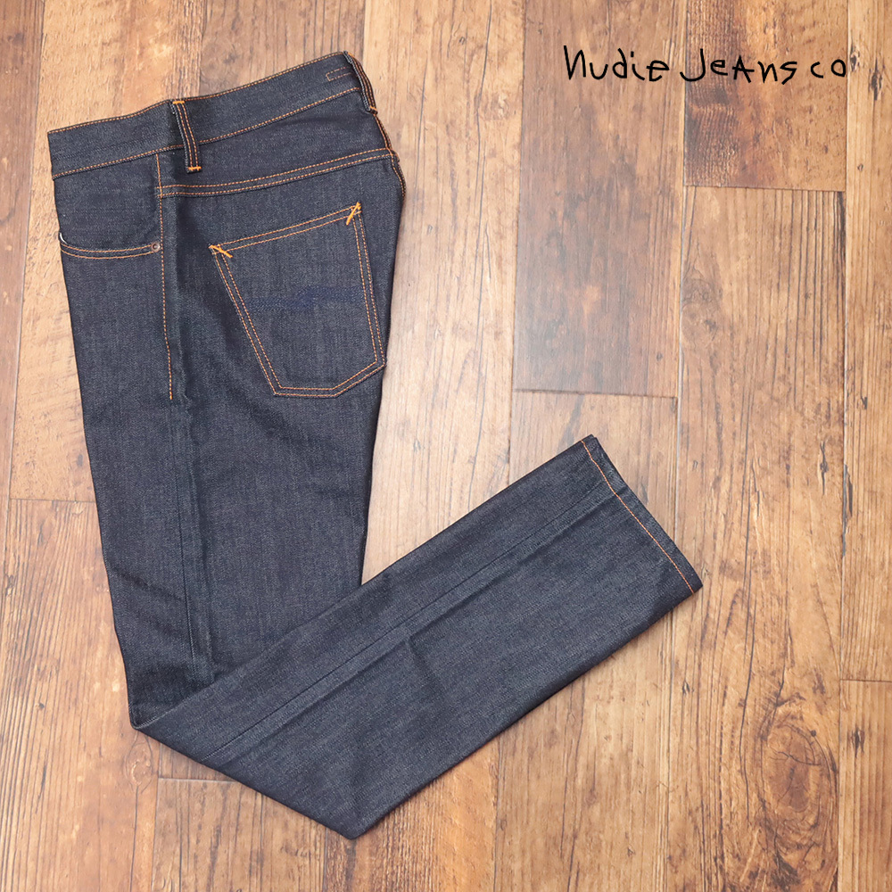 1円/Nudie Jeans/31インチ/デニムパンツ 112441 DUDE DAN オーガニックコットン ハリ コシ 無地 イタリア製 新品/インディゴ/mf141/拍卖
