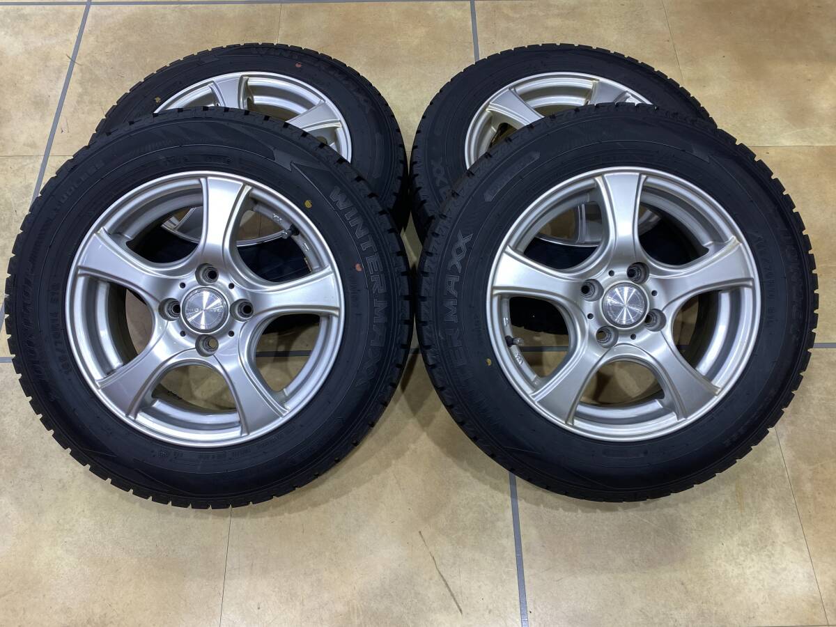 ■DUNLOP VIOLENTO アルミホイール スタッドレスタイヤ 4本セット 2023年 165/70R14 4穴 PCD 100 +42 WINTERMAX ■拍卖