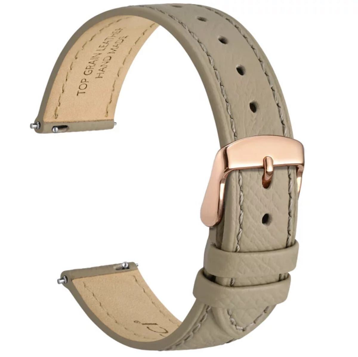 新品未使用 本革腕時計ベルト クイックリリースレザーバンド 18mm グレージュ 替えベルト スペアベルト 交換 きせかえ Quick Release拍卖