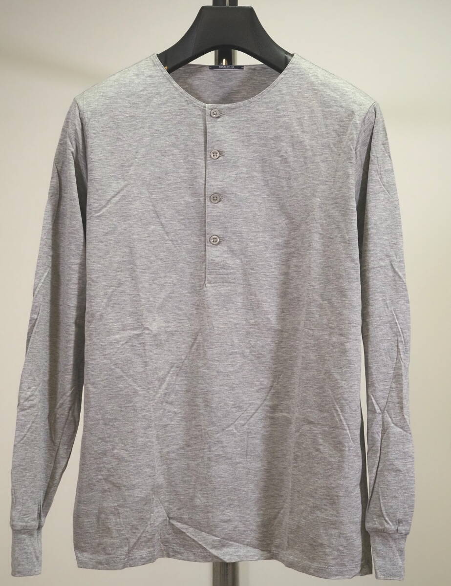 美品 TOMORROWLANDトゥモローランド ヘンリーネックロングTシャツM灰拍卖