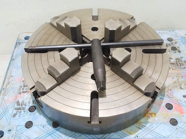 KITAGAWA 北川鉄工所 4爪 スクロールチャック チャック径350mm ハンドル付き 旋盤 フライス盤 動作良好 B1093拍卖