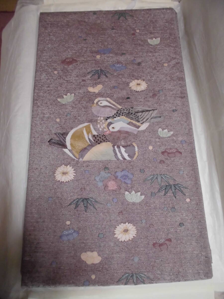 【人間国宝 羽田登喜男】袋帯(正絹)鴛鴦拍卖