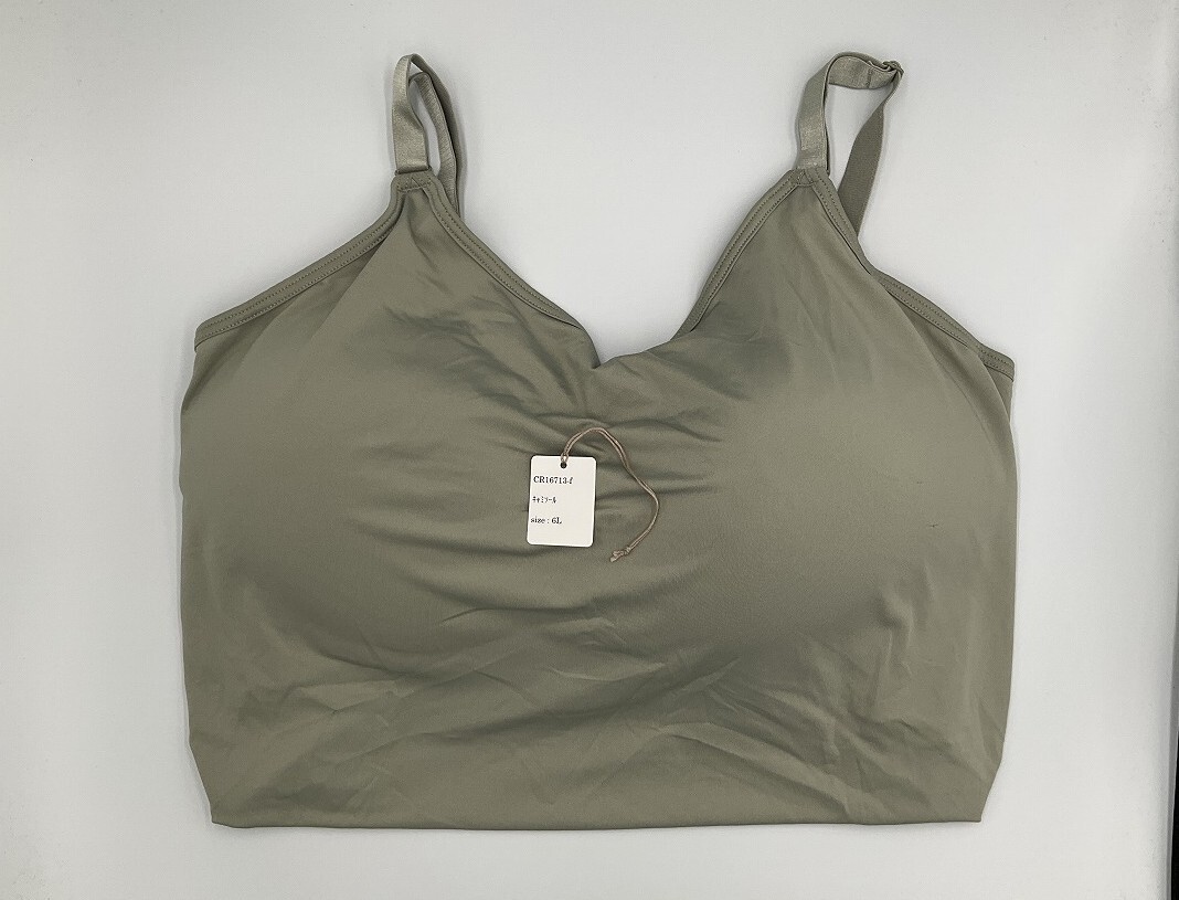 CR16713 IBK⑦【特価】 新品 大きい カップ付き キャミソール 6L カーキ ストレッチ 吸汗速乾 モールドカップ レディース拍卖