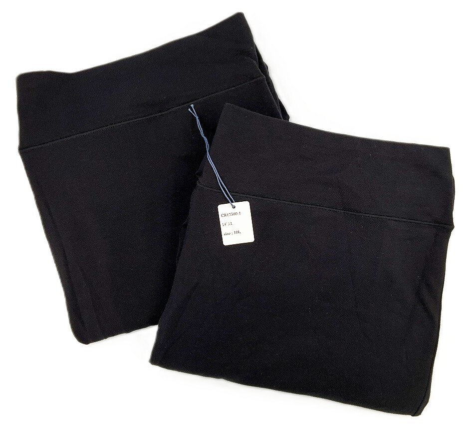 CR17580 ZK⑦【特価】新品 大きい 腹巻き付きレギンス 10L 2枚 ブラック ストレッチ 綿混 ゆったり ウエストゴム 伸縮性 レディース拍卖