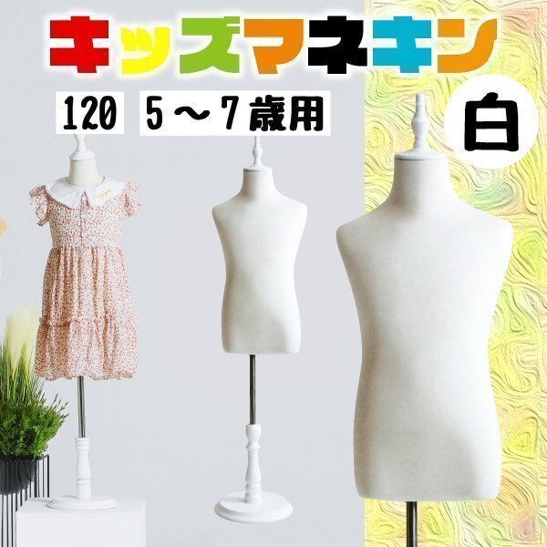 キッズトルソー トルソー マネキン 子供 120サイズ 5ー7歳用 高さ90cm-120cm キッズ インテリア ホワイト拍卖