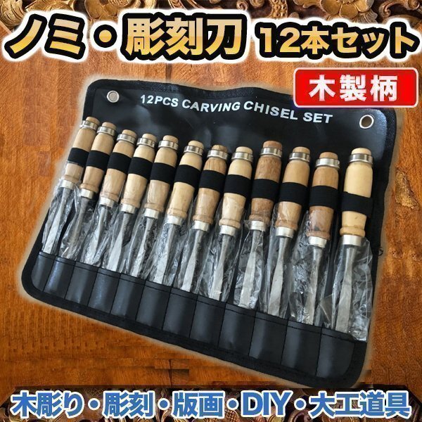 のみ 12 本 セット 木製柄 ハンドツール 彫刻刀 ノミ 大工道具 鑿 木彫 小刀 研磨 木工 DIY 工具 クラフト拍卖