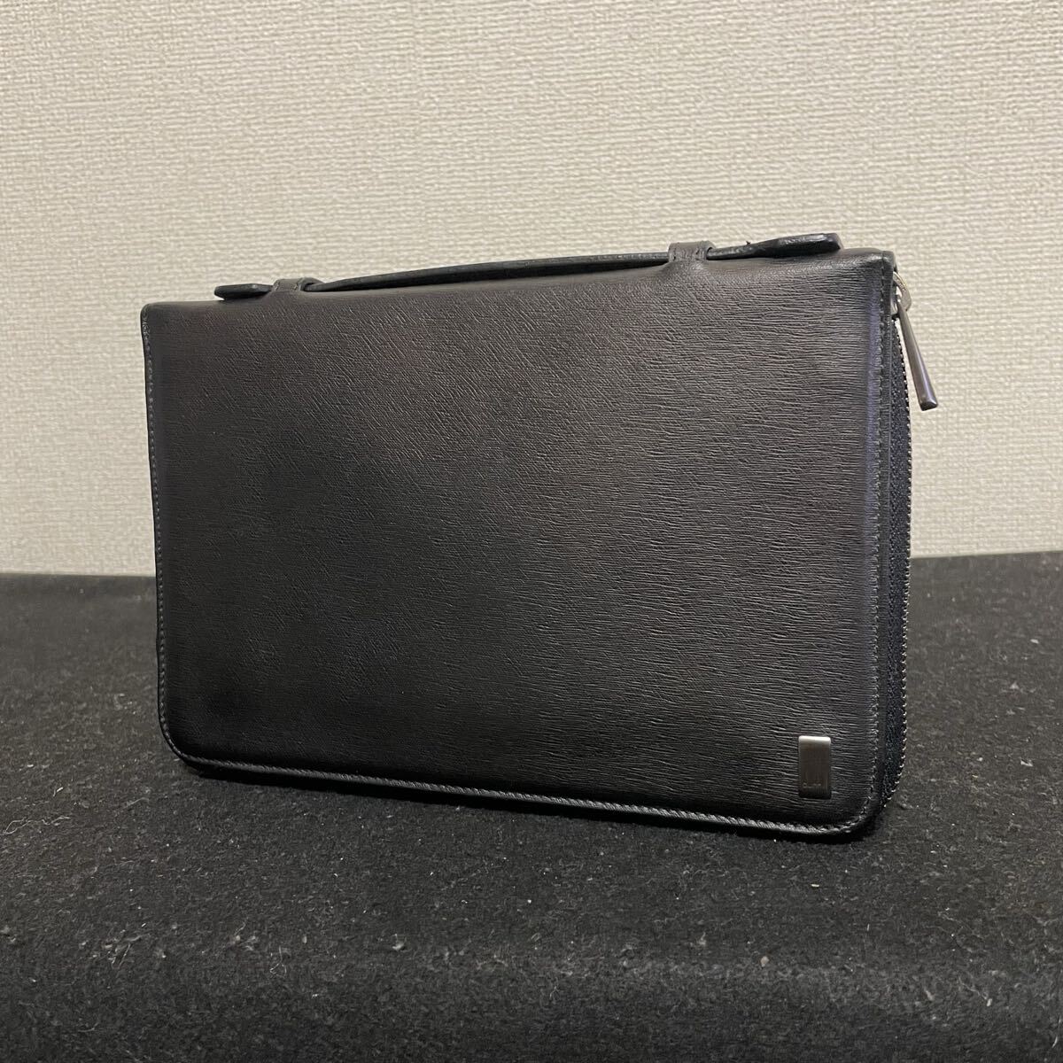 1円スタート! 超美品 dunhill ダンヒル レザー オーガナイザー ラウンドファスナー 長財布 ブラック 黒 トラベルケース メンズ 拍卖