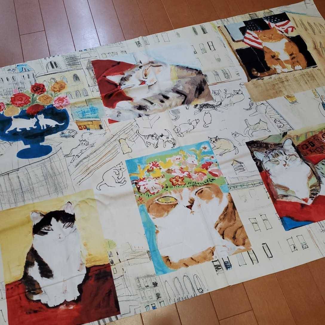 【パネル】カットクロス 久下貴史 Manhattaner's マンハッタナーズ【麗らかな猫たち】全6柄入 プリント生地 猫 ネコ CAT オックス クリーム拍卖