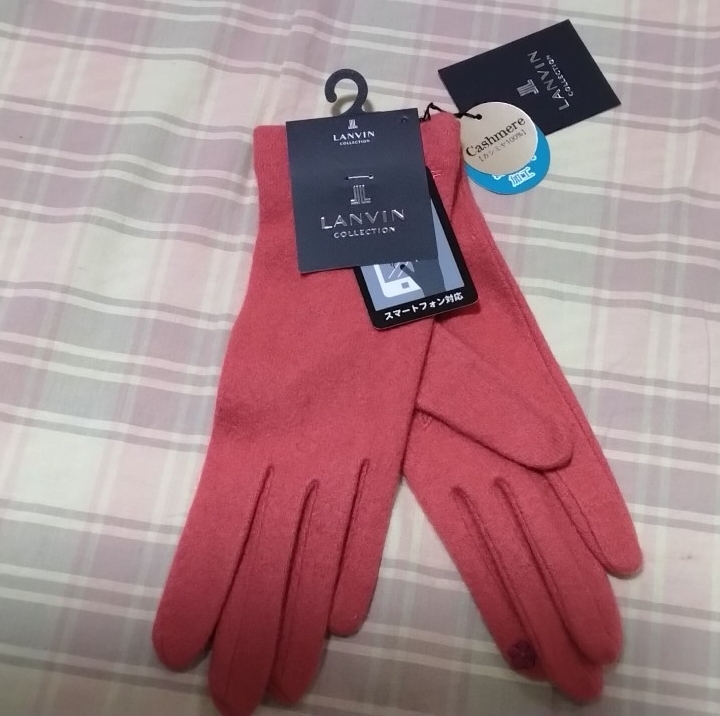♪ランバン コレクション♪カシミヤ100%♪手袋♪スマホ対応♪オレンジ♪LANVIN COLLECTION拍卖