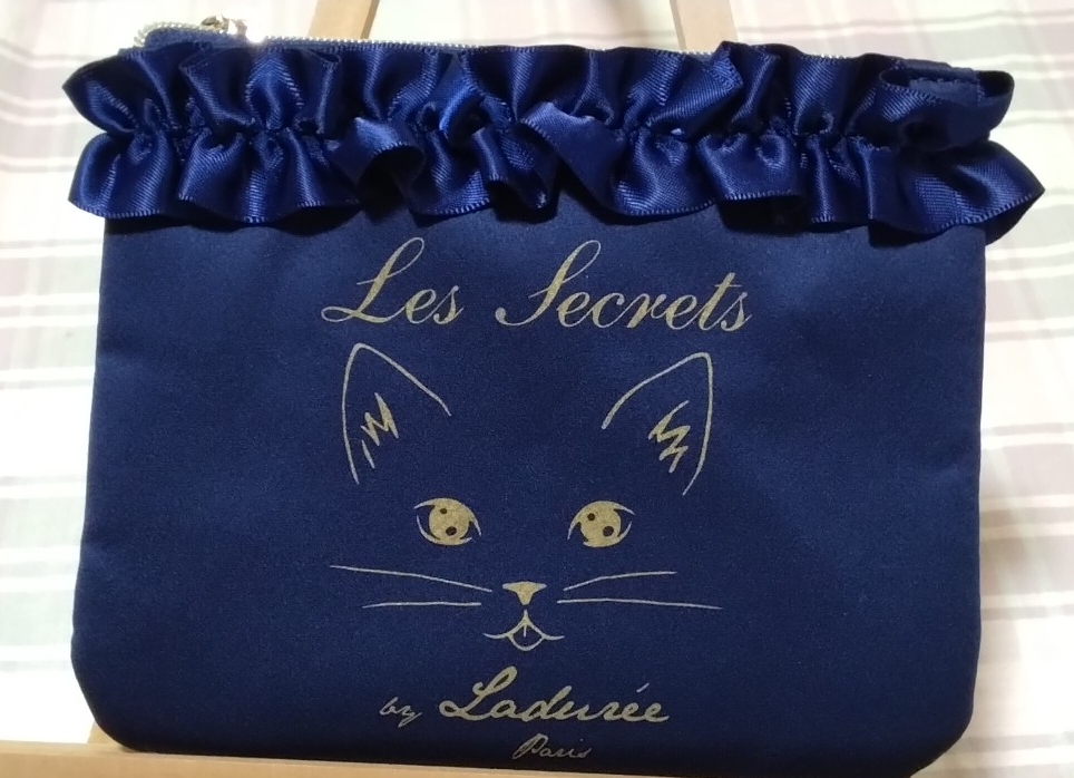 ♪♪スクレ by ラデュレ♪ねこ柄♪ポーチ♪紺拍卖