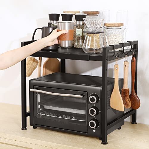 ブラック 強化タイプ チチロバ(Titiroba) (TITIROBA) レンジラック 伸縮式 幅40-63cm レンジ上ラック 拍卖