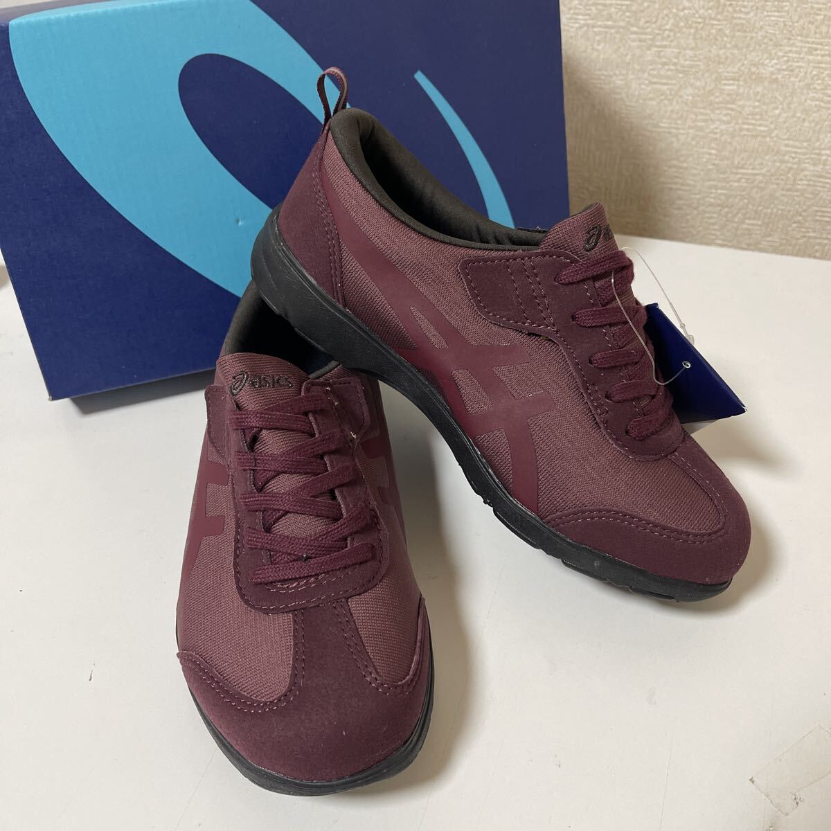 アシックス スニーカー ウォーキングシューズ ワインレッド 21.5cm拍卖