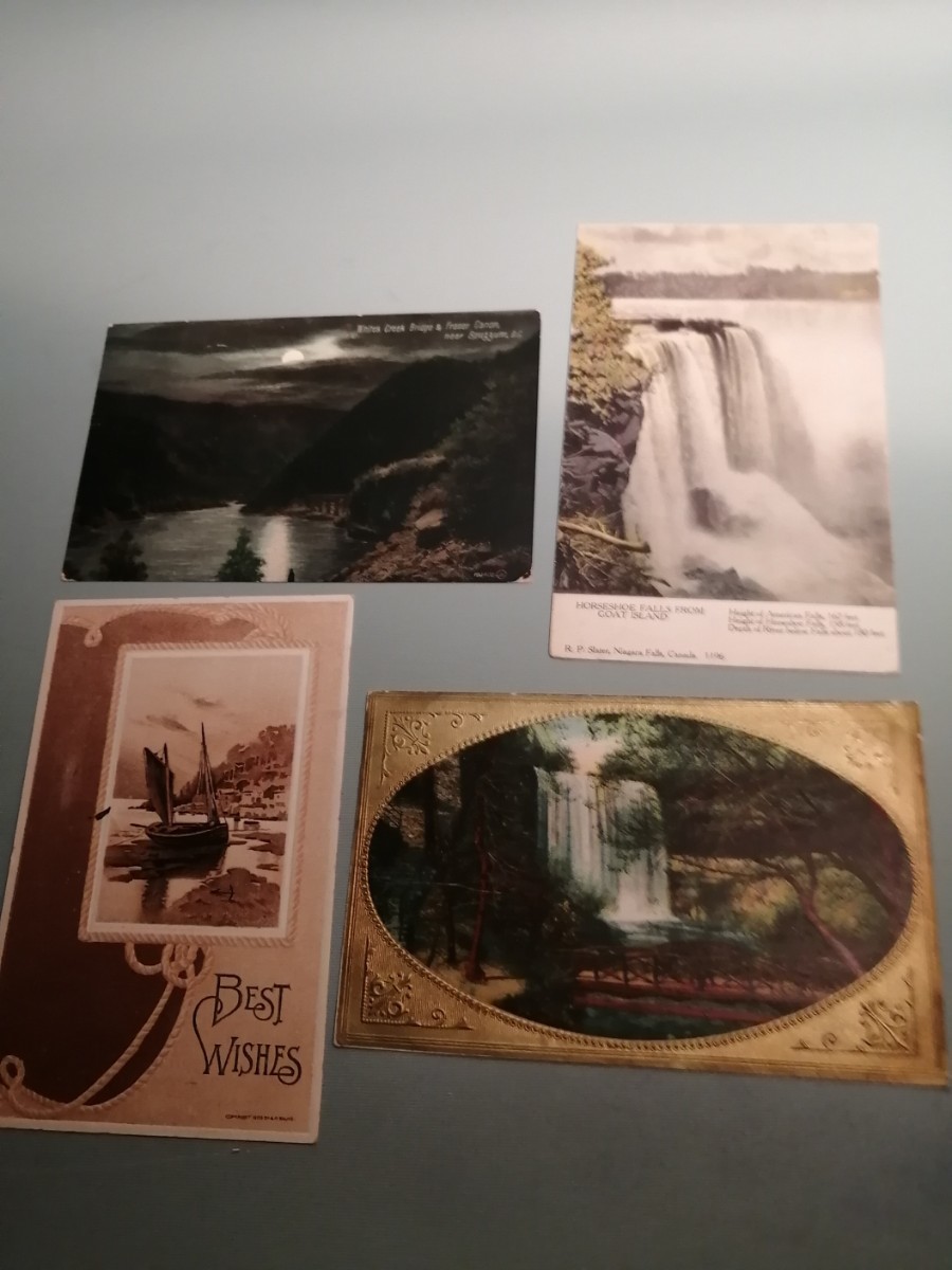 古絵葉書 4枚 1909年頃 アメリカ 絵葉書 葉書 ポストカード 郵便 切手 風景 滝 K64k1拍卖