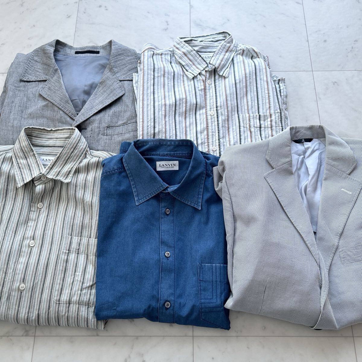 全てLANVIN ランバン ジャケット シャツ まとめ売り 5枚 シアサッカー 長袖 半袖 メンズ M 46 ストライプ デニムシャツ等拍卖