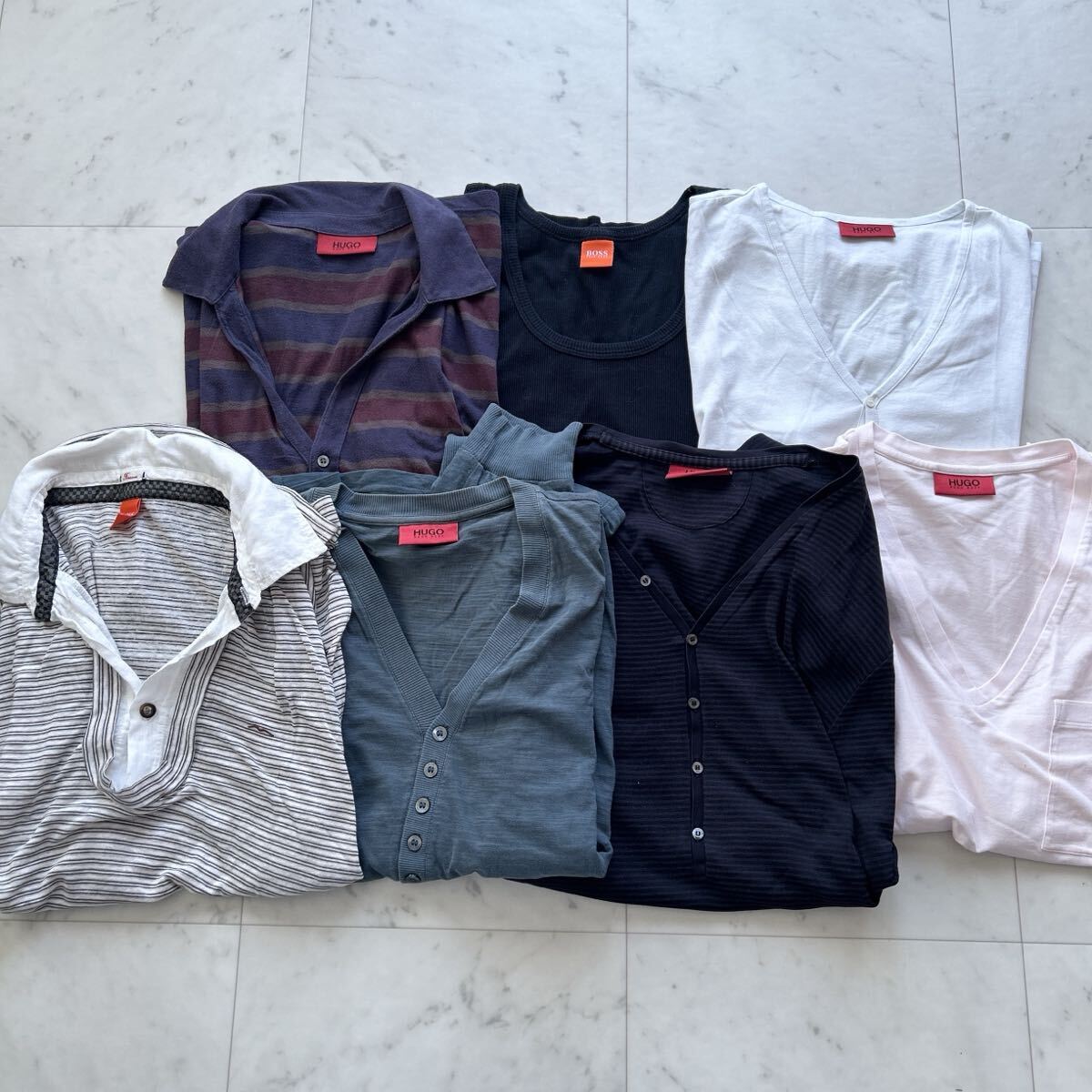 HUGO HUGO BOSS ヒューゴボス メンズ まとめ売り7枚 M~XL カットソー 長袖 半袖 タンクトップ ポロシャツ Tシャツなど拍卖