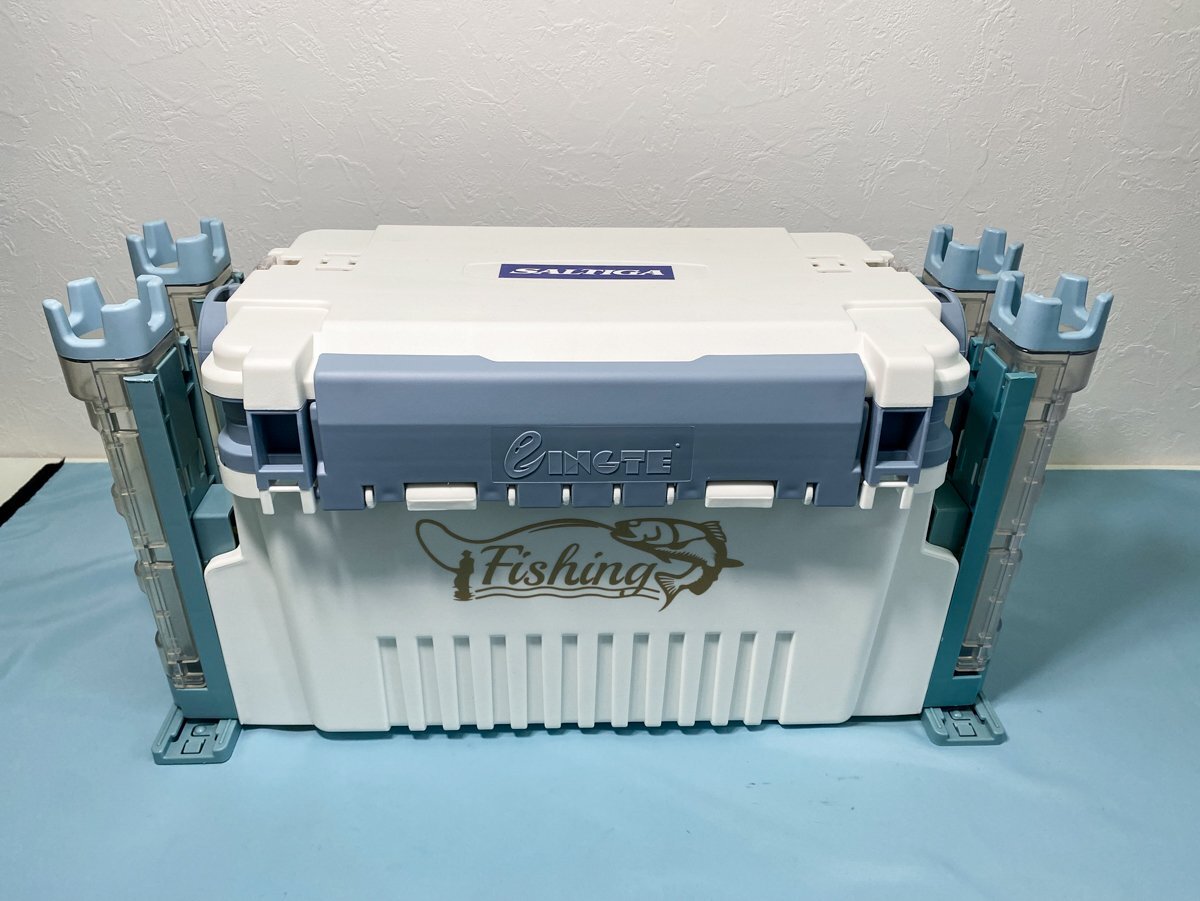 (N)未使用新品 12L タックルボックス 中古ロッドホルダー4本付 オリジナルステッカー付き拍卖