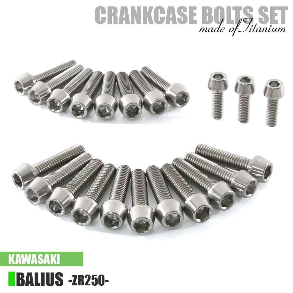 チタンボルト カワサキ バリオス/2専用 ZR250 クランクケース エンジンカバー ボルト セット 22本 シルバー 軽量化 カスタム拍卖