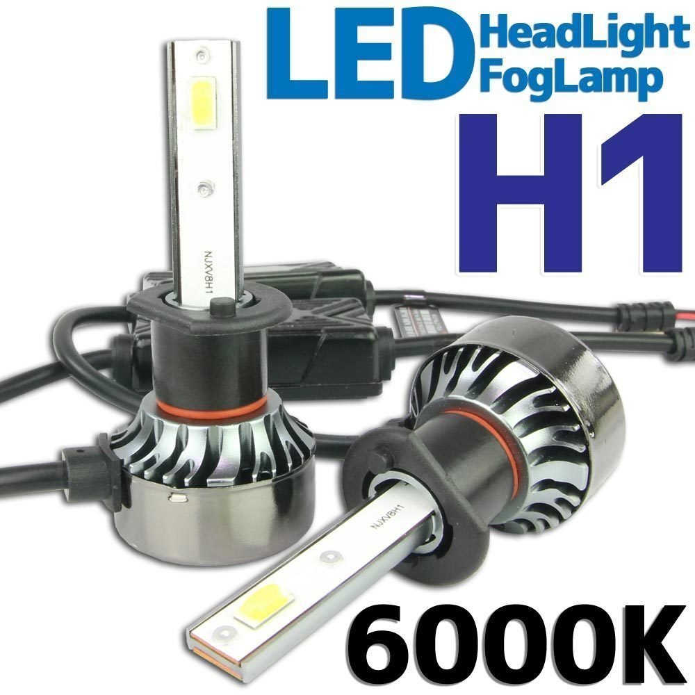 バイク用 H1 高輝度 LED ヘッドライト フォグランプ 6000K 6000ケルビン 2灯分 冷却ファン付き 高性能デジタルコントローラー 12V・24V用拍卖