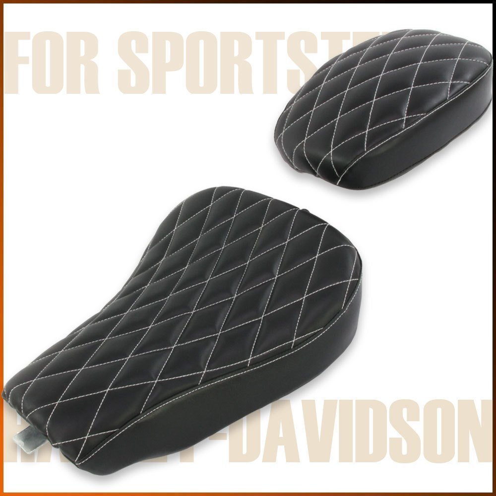 ハーレー スポーツスター シート ブラック ダイヤモンド ステッチ フロント/リアセット XL883 XL1200拍卖