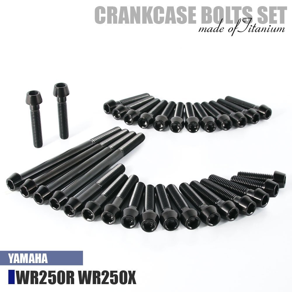 チタンボルト ヤマハ WR250R WR250X専用 3D7 クランクケース エンジンカバー ボルト セット 31本 ブラック 軽量化 カスタム ネジ レストア拍卖