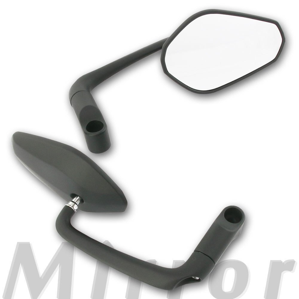 バレンミラー マットブラック 取り付けネジ10mm/8mm バーエンドミラーとしても可能 左右セット つや消し黒 XJR400 ドラッグスター ビラーゴ拍卖