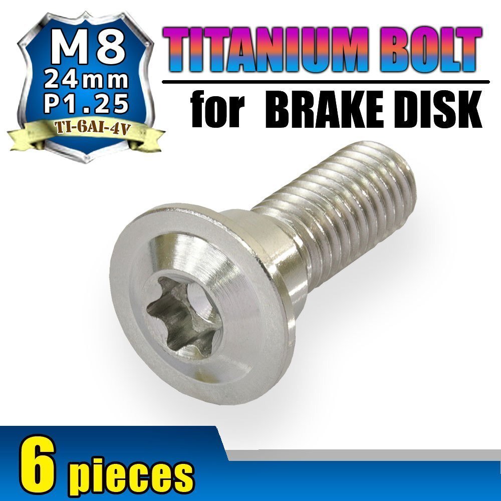 メール便OK!M8×24 P1.25 チタンボルト ブレーキディスクボルト 6本 8mm 24mm ピッチ1.25 ホンダ CB1300 CB500 CBF125 CBR1100拍卖