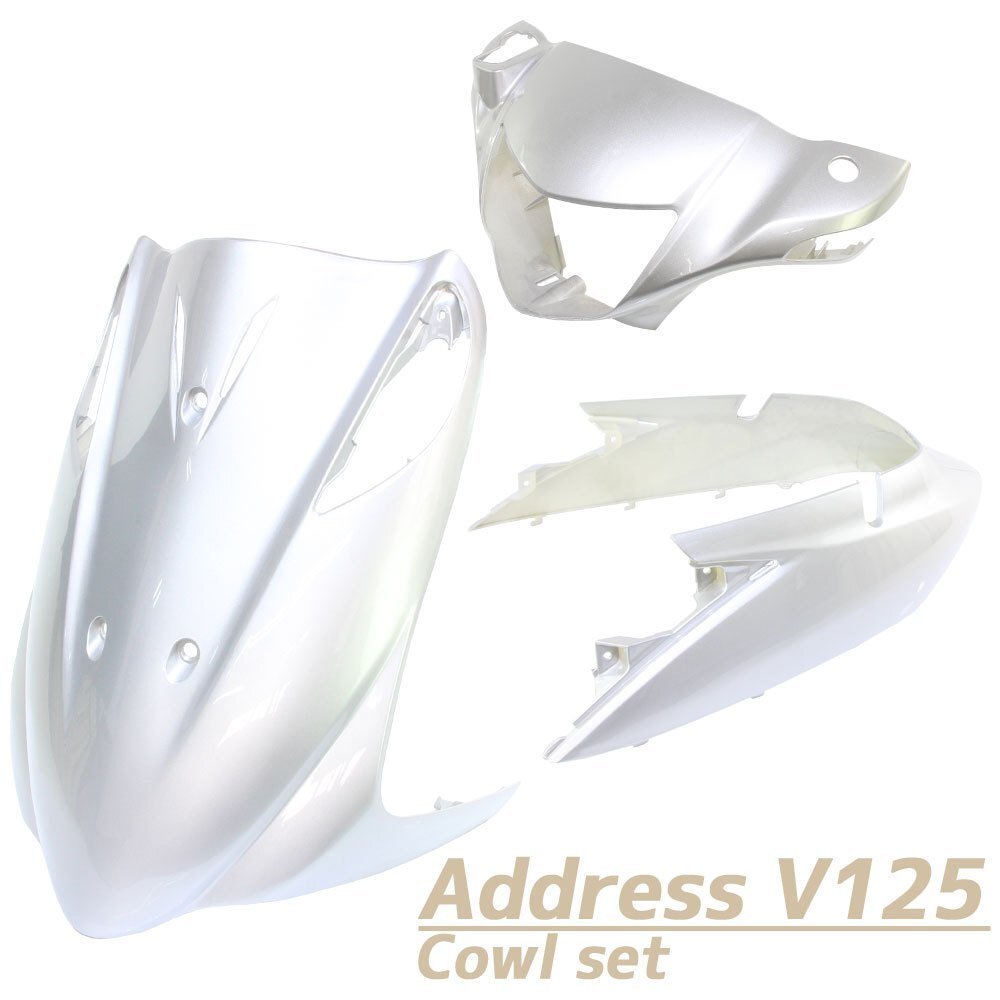 スズキ アドレスV125 アドレスV125G CF46A CF4EA K5 K6 K7 K9 外装 カウル 3点 セット シルバー 銀 塗装済み 外装 パーツ拍卖