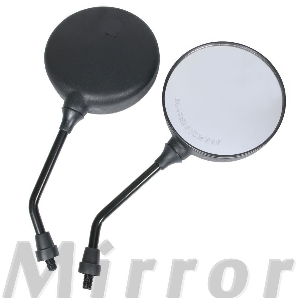 汎用 丸型ミラー ラウンド型 左右セット 純正タイプ 逆ネジ ブラック 10mm 正ネジ VMAX XJR1200 トリッカー マグザム セロー225 TW225拍卖