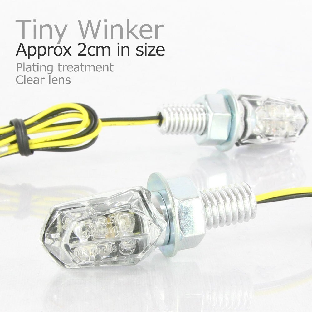 超小型 LED タイニーウインカー マイクロ ミニ ウィンカー クロームボディ クリアレンズ 車検対応 2個セット FZ400 FZR400 SDR SRX400拍卖