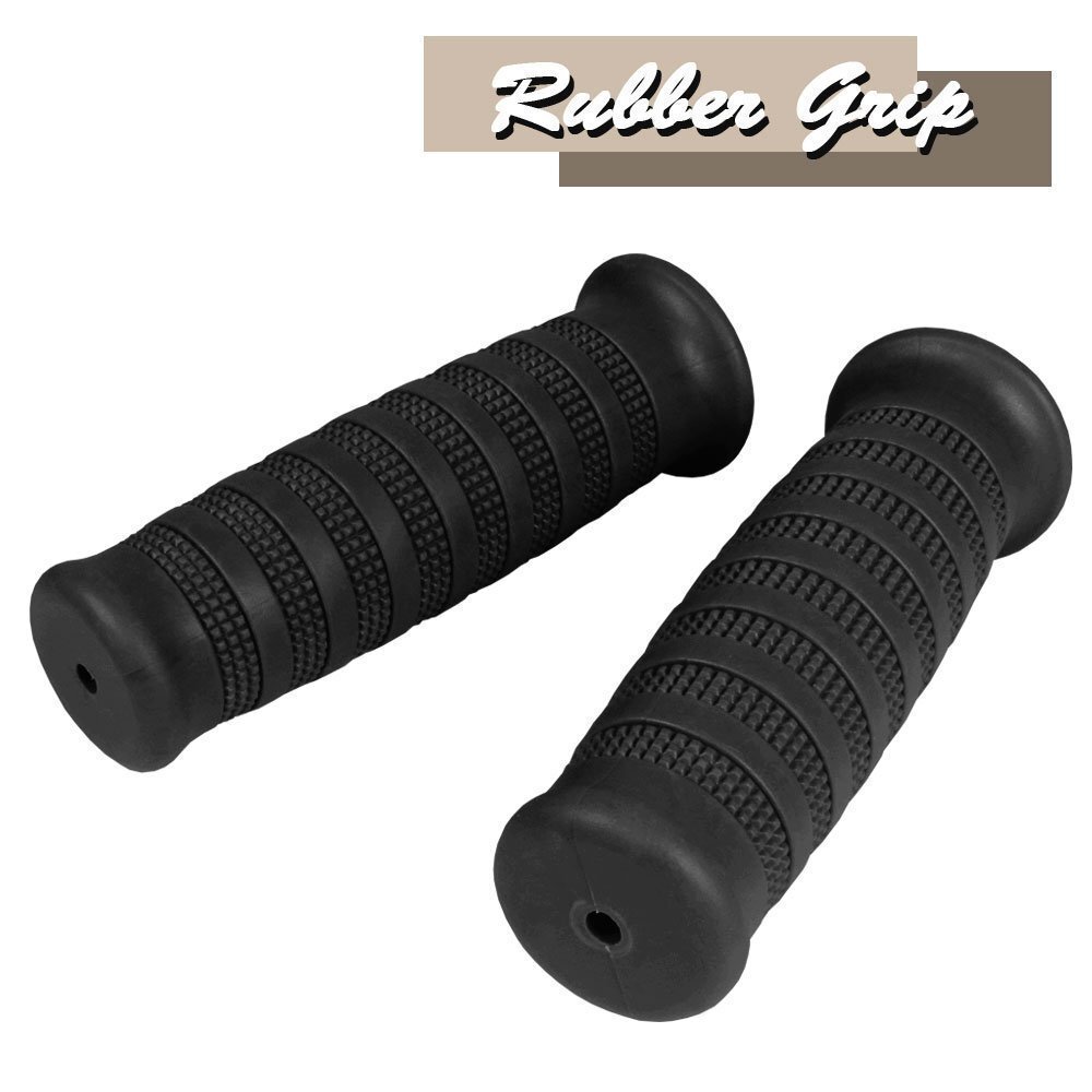 ラバーグリップ 22.2mm ブラック 汎用 左右セット カフェレーサー バイク カスタム モンキー ソロ ダックス CB1100 VTR K90 テンプター拍卖