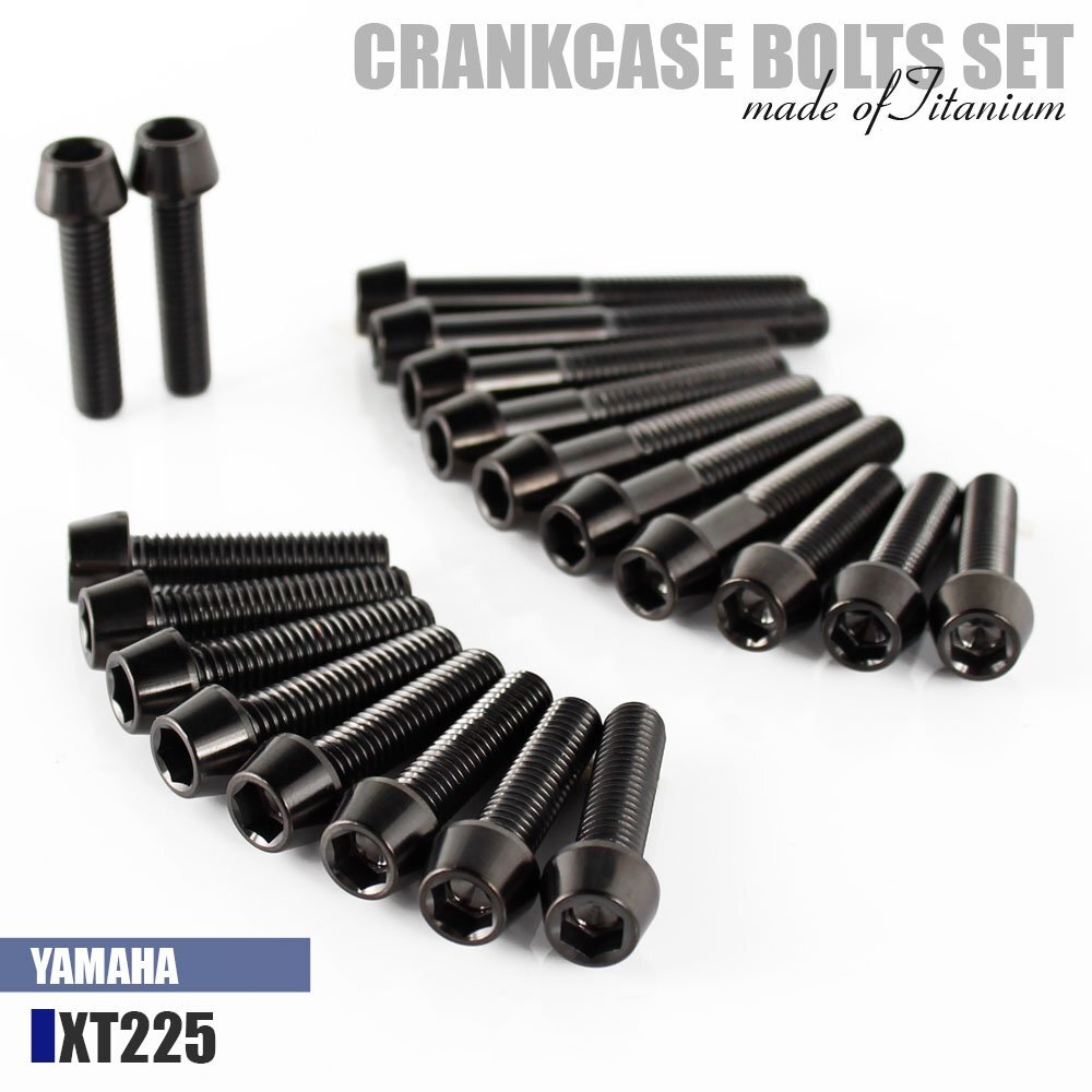 チタンボルト ヤマハ XT225専用 クランクケース 1KH エンジンカバー ボルト セット 20本 ブラック 軽量化 カスタム ネジ レストア拍卖