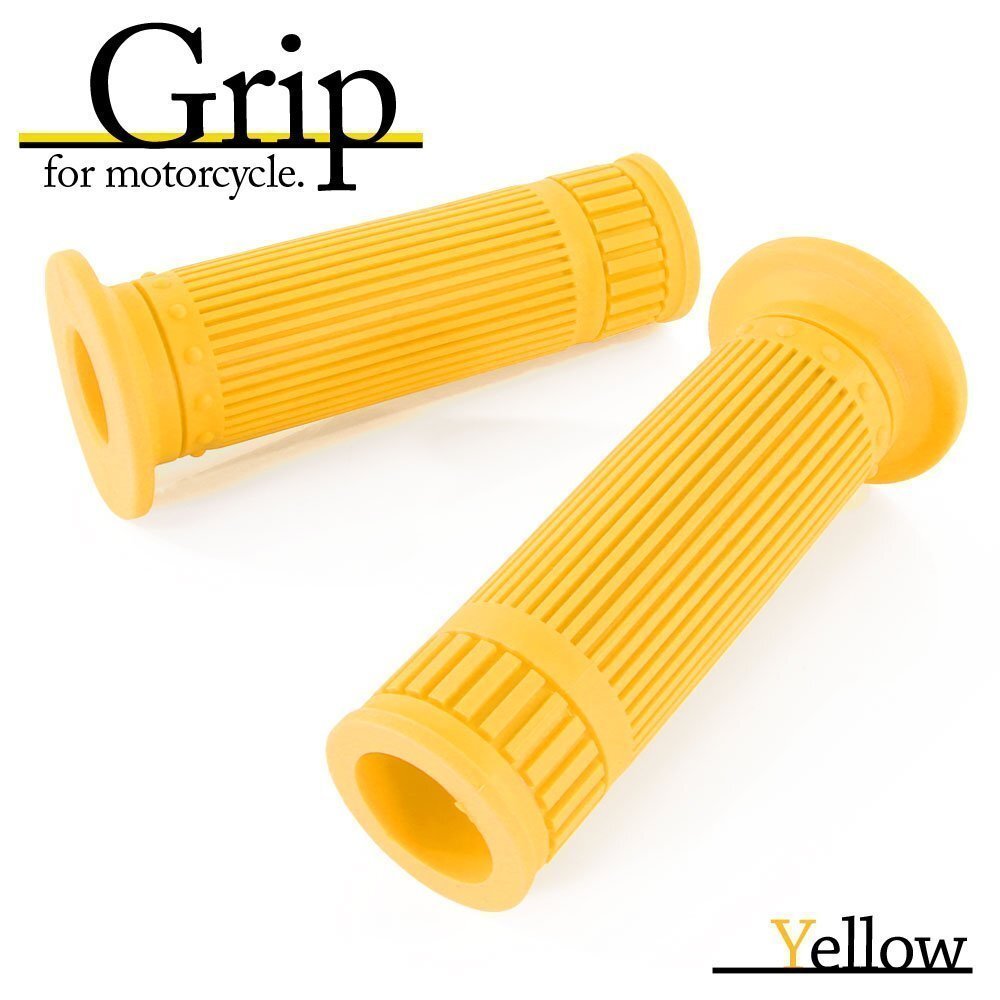 ハンドルグリップ 22.2mm クラシックタイプ イエロー 汎用 左右セット バイク オートバイ エイプ マジェスティ ゴリラ KSR-2 Z125 CB223S拍卖