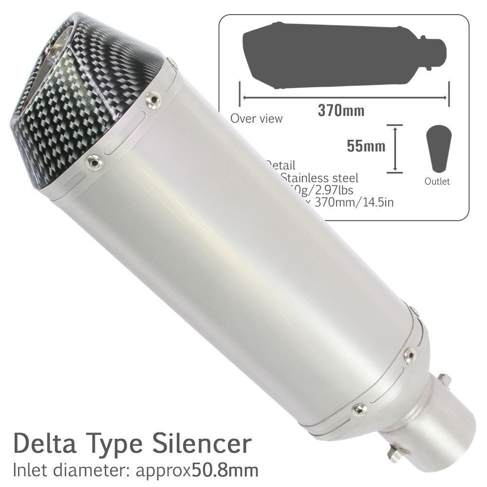 デルタ型 ステンレス サイレンサー φ50.8 チタンカラー カーボンエンド スリップオン マフラー YZF-R-25/R-6/R-1 TW225 XJR400 XJR400R拍卖