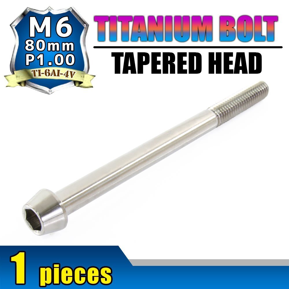 メール便OK! M6×80 P1.00 チタンボルト 1本 6mm 80mm ピッチ1.00 シルバー テーパーボルト キャップボルト クランクケース バイク拍卖