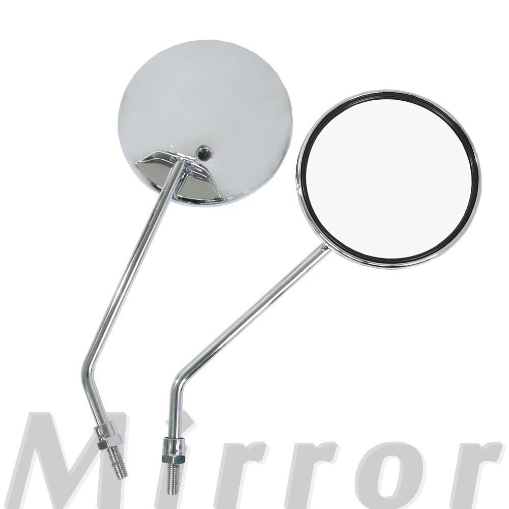 汎用 メッキ丸型ミラー ラウンドミラー B 左右セット 正ネジ8mm リトルカブ BW'S VOX/デラックス/リミテッド ギア ジョグ/JOG ビーノ拍卖