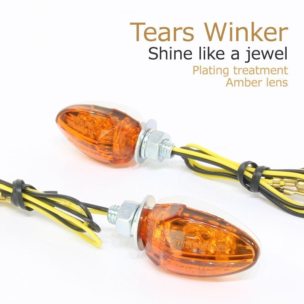 極小 LED ティアーズ ウインカー 小さい ウィンカー クロームボディ アンバーレンズ ヨーロピアン ユーロ 旧車 車検対応 2個セット拍卖